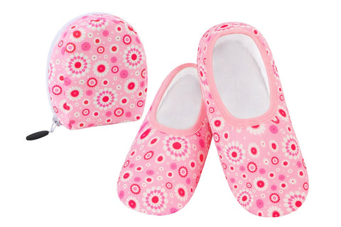 Skinnies Slipper Socks with Travel Pouch- Pinky Pink