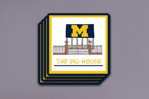 4 Piece “Big House” Coaster Set