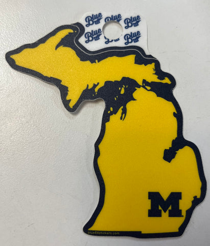 Maize and Blue State of Michigan Decal/ Block M
