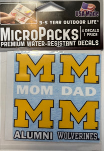 University of Michigan Water-Resistant Decals- Family Edition