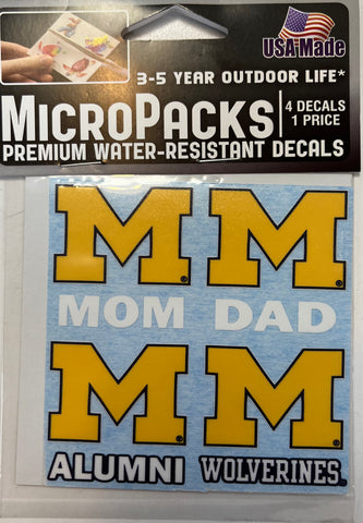 University of Michigan Water-Resistant Decals- Family Edition
