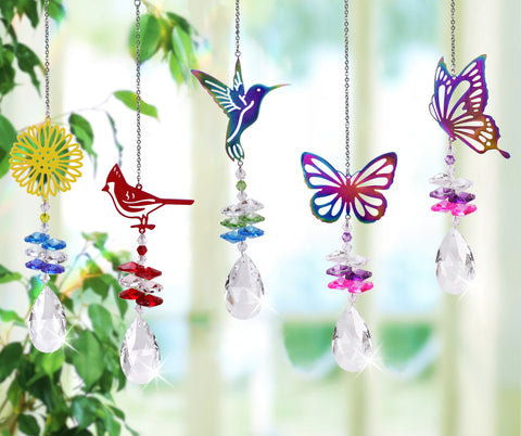 9" Rainbow Garden Ornament Crystal Pendant