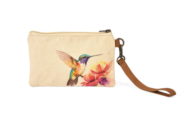 Handcrafted Genuine Leather Cotton Canvas Leather Bags-Hummingbird