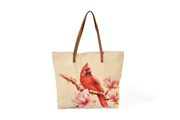 Handcrafted Genuine Leather Cotton Canvas Bags-Cardinals