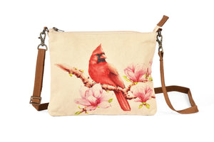 Handcrafted Genuine Leather Cotton Canvas Bags-Cardinals