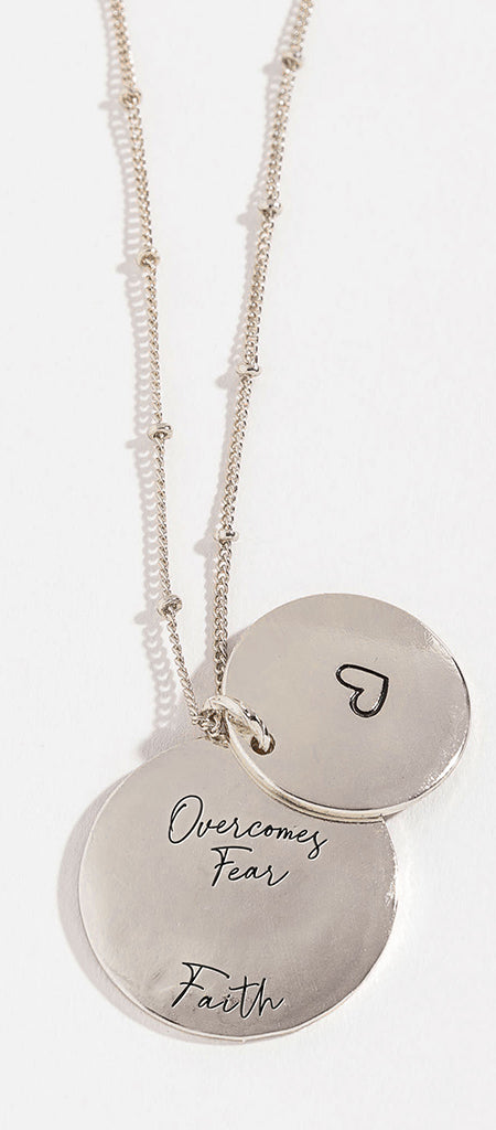 Hidden in my Heart Necklace- Overcomes Fear Faith-Silver