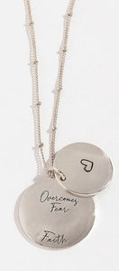 Hidden in my Heart Necklace- Overcomes Fear Faith-Silver