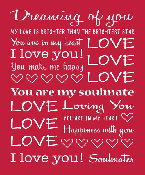 Sentimental Sayings Blanket- Words of Love